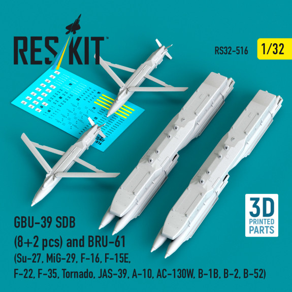 Shop GBU-39 SDB (8 pcs) and BRU-61 (2 pcs) (3D Printed) (1/32) Scale Plastic Models Kits. Accessories and Resin Parts. Reskit online Store