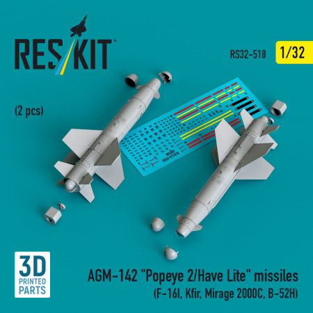 Shop AGM-142 "Popeye 2/Have Lite" missiles (2 pcs) (3D Printed) (1/32) Scale Plastic Models Kits. Accessories and Resin Parts. Reskit online Store