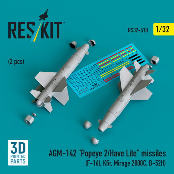 Shop AGM-142 "Popeye 2/Have Lite" missiles (2 pcs) (3D Printed) (1/32) Scale Plastic Models Kits. Accessories and Resin Parts. Reskit online Store