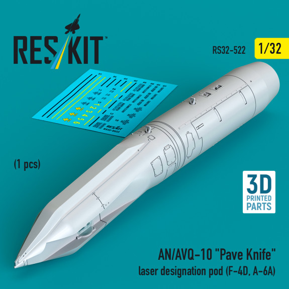 Shop AN/AVQ-10 "Pave Knife" laser designation pod (1 pcs) (3D Printed) (1/32) Scale Plastic Models Kits. Accessories and Resin Parts. Reskit online Store