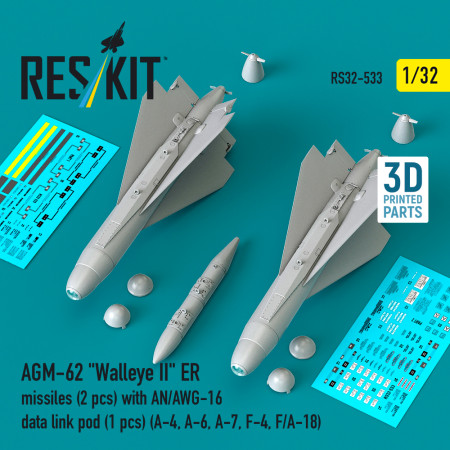 Shop AGM-62 "Walleye II" ER missiles (2 pcs) with AN/AWG-16 data link pod (1 pcs) (3D Printed) (1/32) Scale Plastic Models Kits. Accessories and Resin Parts. Reskit online Store