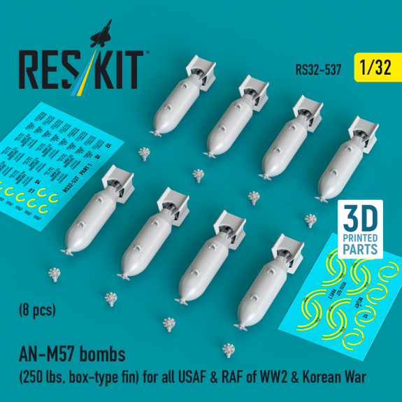 Shop AN-M57 bombs (250 lbs, box-type fin) for all USAF & RAF of WW2 & Korean War (8 pcs) (3D Printed) (1/32) Scale Plastic Models Kits. Accessories and Resin Parts. Reskit online Store