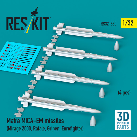 Shop Matra MICA-EM missiles (4 pcs) (3D Printed) (1/32) Scale Plastic Models Kits. Accessories and Resin Parts. Reskit online Store
