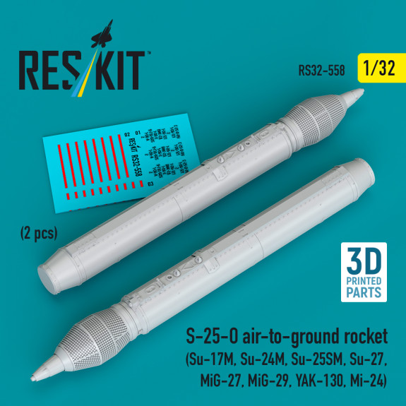 Shop S-25-O air-to-ground rocket (2 pcs) (3D Printed) (1/32) Scale Plastic Models Kits. Accessories and Resin Parts. Reskit online Store