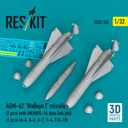 Shop AGM-62 "Walleye I" missiles (2 pcs) with AN/AWG-16 data link pod (1 pcs) (3D Printed) (1/32) Scale Plastic Models Kits. Accessories and Resin Parts. Reskit online Store