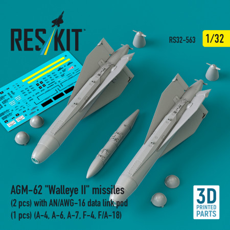Shop AGM-62 "Walleye II" missiles (2 pcs) with AN/AWG-16 data link pod (1 pcs) (3D Printed) (1/32) Scale Plastic Models Kits. Accessories and Resin Parts. Reskit online Store