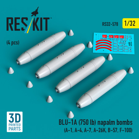 BLU-1A (750 lb) napalm bombs (4 pcs) (3D Printed) (1/32) Shop BLU-1A (750 lb) napalm bombs (4 pcs) (3D Printed) (1/32) Scale Plastic Models Kits. Accessories and Resin Parts. Reskit online Store