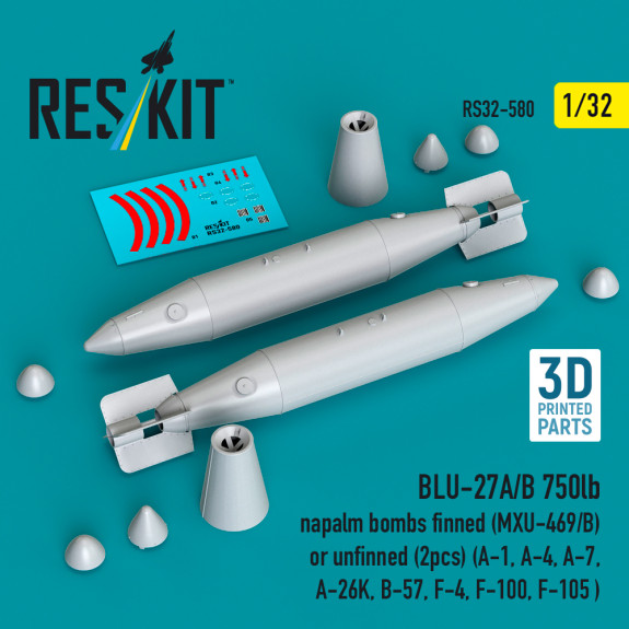 Shop BLU-27A/B 750lb napalm bomb finned (MXU-469/B) or unfinned (2 pcs) (3D Printed) (1/32) Scale Plastic Models Kits. Accessories and Resin Parts. Reskit online Store