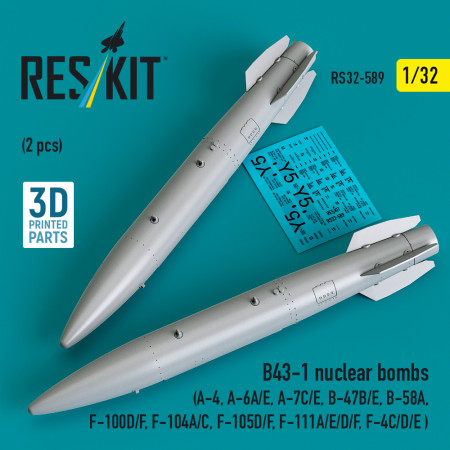 B43-1 nuclear bombs (2 pcs) (3D Printed) (1/32) Shop B43-1 nuclear bombs (2 pcs) (3D Printed) (1/32) Scale Plastic Models Kits. Accessories and Resin Parts. Reskit online Store