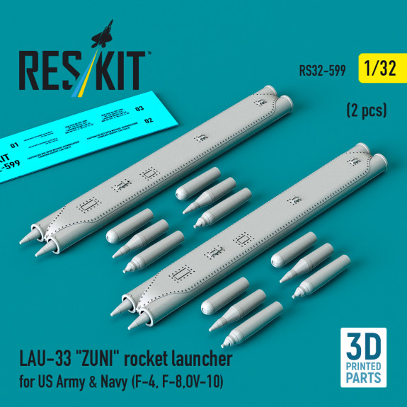 Shop LAU-33 "ZUNI" rocket launcher for US Army & Navy (2 pcs) (3D Printed) (1/32) Scale Plastic Models Kits. Accessories and Resin Parts. Reskit online Store