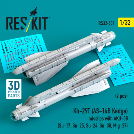 Купити Ракети Х-29Т (АС-14Б Кедж) з АКУ-58 (2 шт.) (3D Printed) (1/32) Збірні пластикові моделі. Аксесуари та смоляні запчастини деталі. Інтернет магазин Reskit