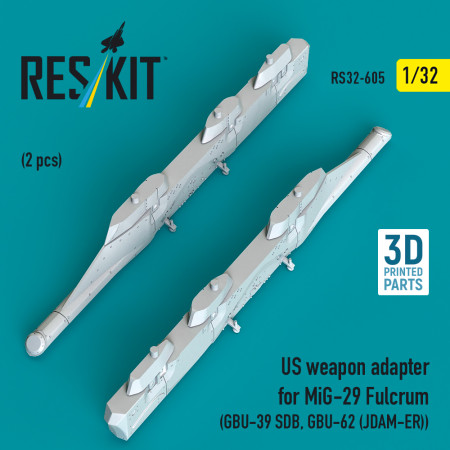 Shop US weapon adapter for MiG-29 Fulcrum (2 pcs) (GBU-39 SDB, GBU-62 (JDAM-ER)) (3D Printed) (1/32) Scale Plastic Models Kits. Accessories and Resin Parts. Reskit online Store