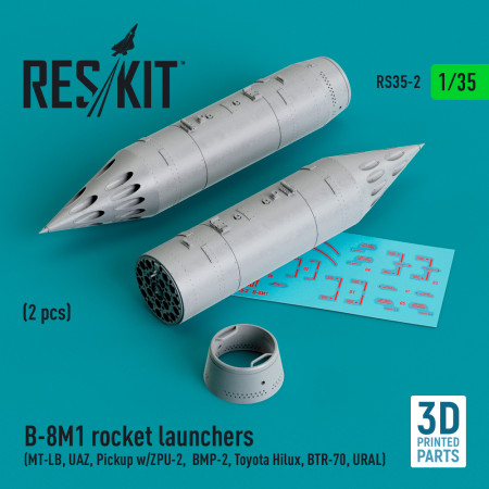 B-8M1 rocket launchers (2 pcs) (3D Printed) (1/35) Shop B-8M1 rocket launchers (2 pcs) (3D Printed) (1/35) Scale Plastic Models Kits. Accessories and Resin Parts. Reskit online Store
