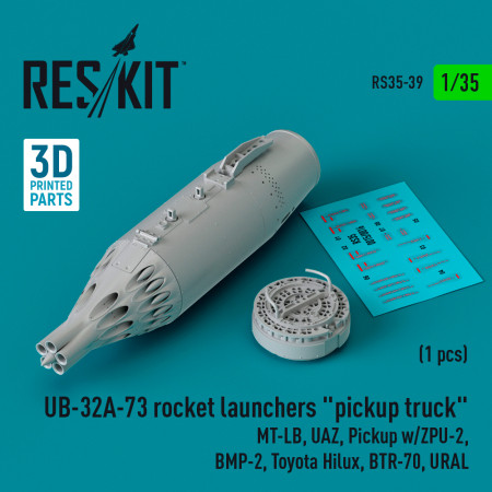 UB-32A-73 rocket launchers "pickup truck" (1 pcs) (3D Printed) (1/35) Shop UB-32A-73 rocket launchers "pickup truck" (1 pcs) (3D Printed) (1/35) Scale Plastic Models Kits. Accessories and Resin Parts. Reskit online Store