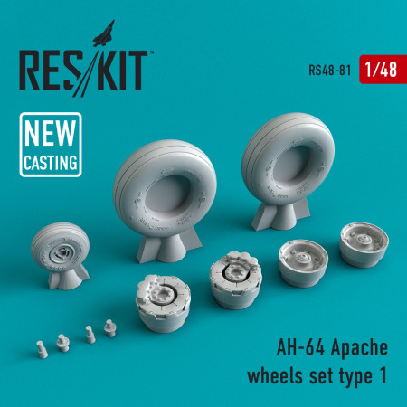 Shop AH-64 "Apache" wheels set type 1 (1/48) Scale Plastic Models Kits. Accessories and Resin Parts. Reskit online Store