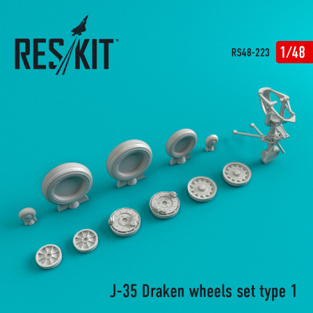 Shop J-35 "Draken" wheels set type 1 (1/48) Scale Plastic Models Kits. Accessories and Resin Parts. Reskit online Store