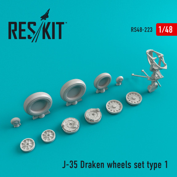 Shop J-35 "Draken" wheels set type 1 (1/48) Scale Plastic Models Kits. Accessories and Resin Parts. Reskit online Store