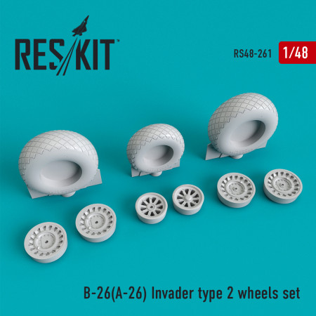 Shop B-26 (A-26) "Invader" type 2 wheels set (1/48) Scale Plastic Models Kits. Accessories and Resin Parts. Reskit online Store