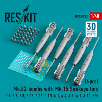 Mk.82 bombs with Mk.15 Snakeye fins (6 pcs) (3D Printed) (1/48) Shop Mk.82 bombs with Mk.15 Snakeye fins (6 pcs) (3D Printed) (1/48) Scale Plastic Models Kits. Accessories and Resin Parts. Reskit online Store