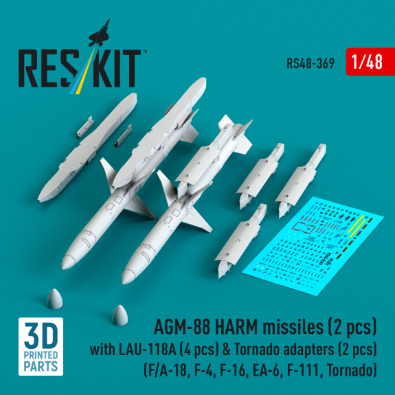 AGM-88 HARM missiles (2 pcs) with LAU-118A (4 pcs) & Tornado adapters (2 pcs) (F/A-18, F-4, F-16, EA-6, F-111, Tornado) (3D Printed) (1/48) Shop AGM-88 HARM missiles (2 pcs) with LAU-118A (4 pcs) & Tornado adapters (2 pcs) (F/A-18, F-4, F-16, EA-6, F-111, Tornado) (3D Printed) (1/48) Scale Plastic Models Kits. Accessories and Resin Parts. Reskit online Store