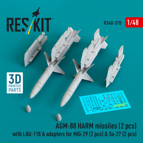 AGM-88 HARM missiles (2 pcs) with LAU-118 & adapters for MiG-29 (2 pcs) & Su-27 (2 pcs) (3D Printed) (1/48) Shop AGM-88 HARM missiles (2 pcs) with LAU-118 & adapters for MiG-29 (2 pcs) & Su-27 (2 pcs) (3D Printed) (1/48) Scale Plastic Models Kits. Accessories and Resin Parts. Reskit online Store