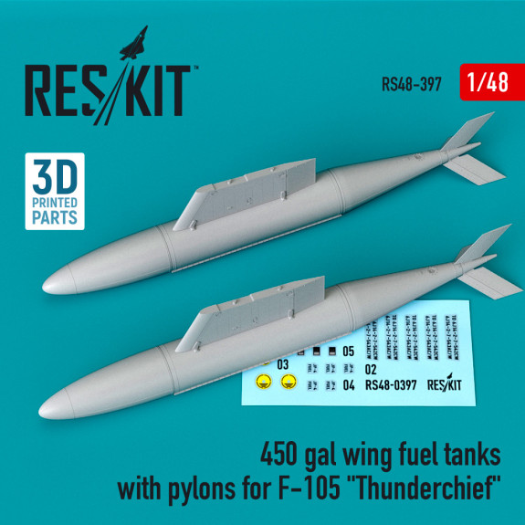 450 gal wing fuel tanks with pylons for F-105 "Thunderchief" (2 pcs) (1/48) Shop 450 gal wing fuel tanks with pylons for F-105 "Thunderchief" (2 pcs) (1/48) Scale Plastic Models Kits. Accessories and Resin Parts. Reskit online Store