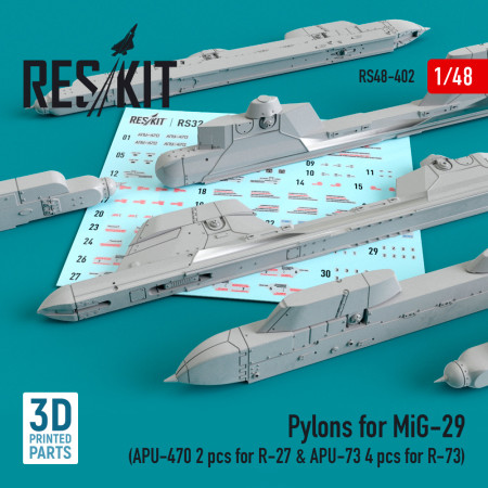Shop Pylons for MiG-29 (APU-470 2 pcs for R-27 & APU-73 4 pcs for R-73) (3D Printed) (1/48) Scale Plastic Models Kits. Accessories and Resin Parts. Reskit online Store