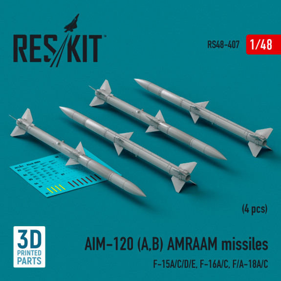 Shop AIM-120 (A,B) AMRAAM missiles (4 pcs) (3d Printed) (1/48) Scale Plastic Models Kits. Accessories and Resin Parts. Reskit online Store