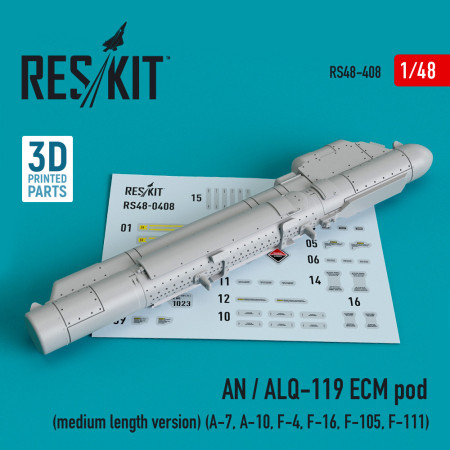 Shop AN/ALQ-119 ECM pod (medium length version) (3D Printed) (1/48) Scale Plastic Models Kits. Accessories and Resin Parts. Reskit online Store