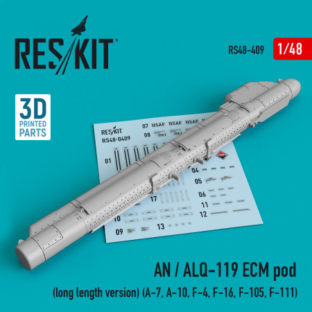 Shop AN/ALQ-119 ECM pod (long length version) (3D Printed) (1/48) Scale Plastic Models Kits. Accessories and Resin Parts. Reskit online Store