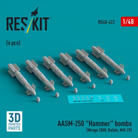 Shop AASM-250 "Hammer" (6 pcs) (3D Printed) (1/48) Scale Plastic Models Kits. Accessories and Resin Parts. Reskit online Store