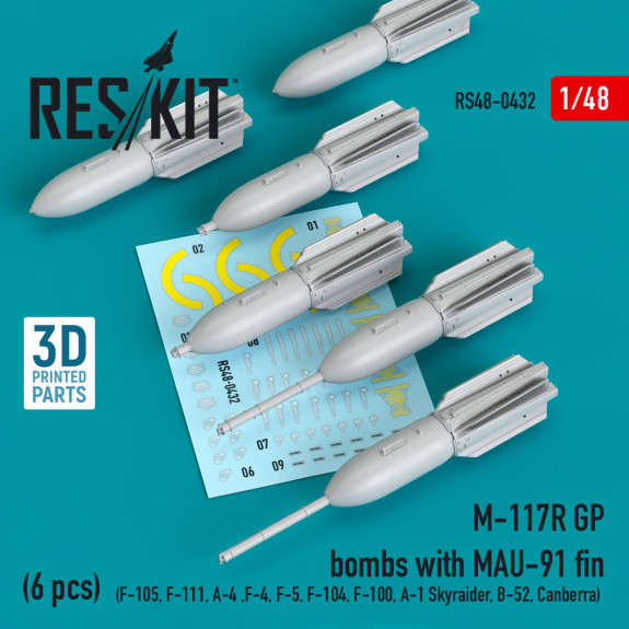 Shop M-117R GP bombs with MAU-91 fin (6 pcs) (3D Printed) (1/48) Scale Plastic Models Kits. Accessories and Resin Parts. Reskit online Store