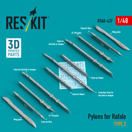 Shop Pylons for Rafale type 2 (3D Printed) (1/48) Scale Plastic Models Kits. Accessories and Resin Parts. Reskit online Store