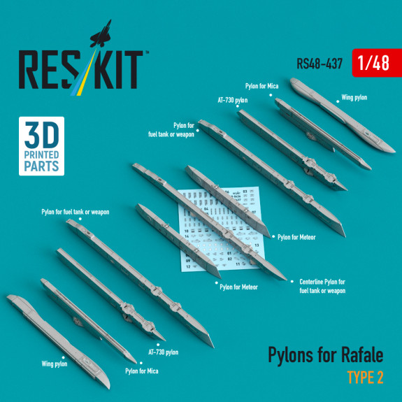 Shop Pylons for Rafale type 2 (3D Printed) (1/48) Scale Plastic Models Kits. Accessories and Resin Parts. Reskit online Store