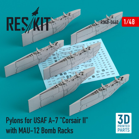 Shop Pylons for USAF A-7 "Corsair II" with MAU-12 Bomb Racks (3D Printed) (1/48) Scale Plastic Models Kits. Accessories and Resin Parts. Reskit online Store
