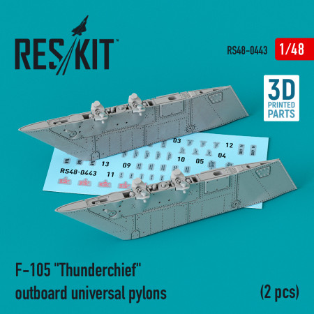 Shop F-105 "Thunderchief" outboard universal pylons (2 pcs) (3D Printed) (1/48) Scale Plastic Models Kits. Accessories and Resin Parts. Reskit online Store
