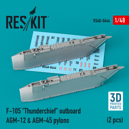 Shop F-105 "Thunderchief" outboard AGM-12 & AGM-45 pylons (2 pcs) (3D Printed) (1/48) Scale Plastic Models Kits. Accessories and Resin Parts. Reskit online Store