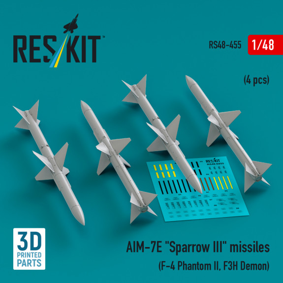 Shop AIM-7E "Sparrow III" missiles (4 pcs) (3D Printed) (1/48) Scale Plastic Models Kits. Accessories and Resin Parts. Reskit online Store