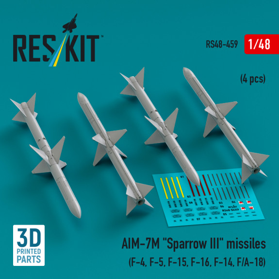 Shop AIM-7M "Sparrow III" missiles (4 pcs) (3D Printed) (1/48) Scale Plastic Models Kits. Accessories and Resin Parts. Reskit online Store