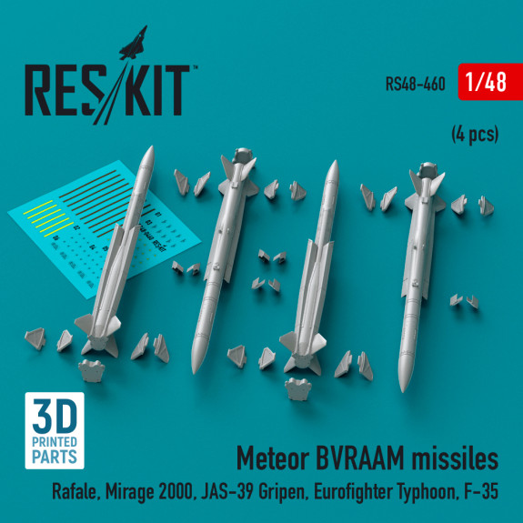 Shop Meteor BVRAAM missiles (4 pcs) (3D Printed) (1/48) Scale Plastic Models Kits. Accessories and Resin Parts. Reskit online Store