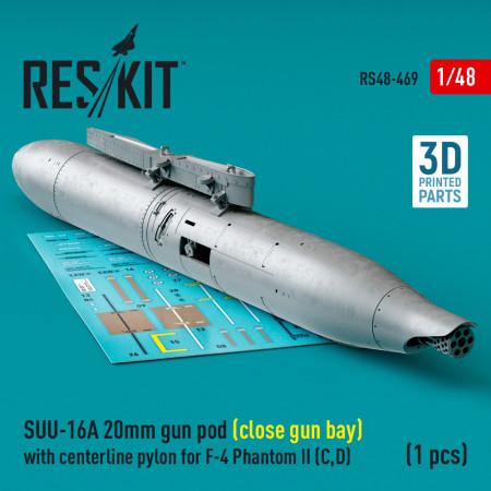 SUU-16A 20mm gun pod (close gun bay) with centerline pylon for F-4 Phantom II (C,D) (1 pcs) (3D Printed) (1/48) Shop SUU-16A 20mm gun pod (close gun bay) with centerline pylon for F-4 Phantom II (C,D) (1 pcs) (3D Printed) (1/48) Scale Plastic Models Kits. Accessories and Resin Parts. Reskit online Store