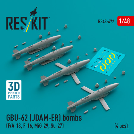 GBU-62 (JDAM-ER) bombs (4 pcs) (3D Друк) (1/48) Купити GBU-62 (JDAM-ER) bombs (4 pcs) (3D Друк) (1/48) Збірні пластикові моделі. Аксесуари та смоляні запчастини деталі. Інтернет магазин Reskit