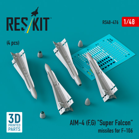 Shop AIM-4 (F, G) "Super Falcon" missiles for F-106 (4 pcs) (3D Printed) (1/48) Scale Plastic Models Kits. Accessories and Resin Parts. Reskit online Store