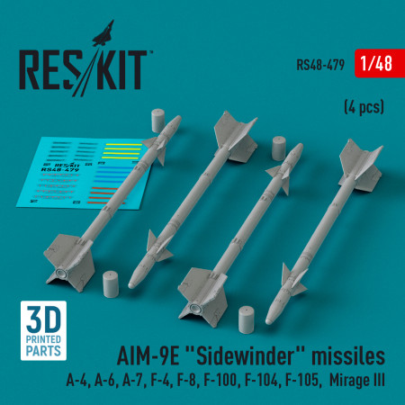 AIM-9E "Sidewinder" missiles (4 pcs) (3D Printed) (1/48) Shop AIM-9E "Sidewinder" missiles (4 pcs) (3D Printed) (1/48) Scale Plastic Models Kits. Accessories and Resin Parts. Reskit online Store