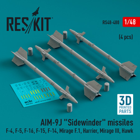 AIM-9J "Sidewinder" missiles (4 pcs) (3D Printed) (1/48) Shop AIM-9J "Sidewinder" missiles (4 pcs) (3D Printed) (1/48) Scale Plastic Models Kits. Accessories and Resin Parts. Reskit online Store