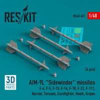 AIM-9L "Sidewinder" missiles (4 pcs) (3D Printed) (1/48) Shop AIM-9L "Sidewinder" missiles (4 pcs) (3D Printed) (1/48) Scale Plastic Models Kits. Accessories and Resin Parts. Reskit online Store