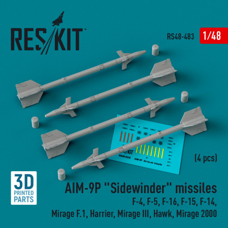 AIM-9P "Sidewinder" missiles (4 pcs) (3D Printed) (1/48) Shop AIM-9P "Sidewinder" missiles (4 pcs) (3D Printed) (1/48) Scale Plastic Models Kits. Accessories and Resin Parts. Reskit online Store