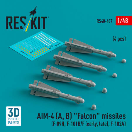 Shop AIM-4 (A, B) "Falcon" missiles (4 pcs) (3D Printed) (1/48) Scale Plastic Models Kits. Accessories and Resin Parts. Reskit online Store