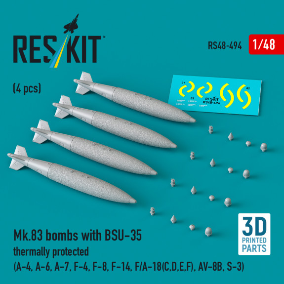 Shop Mk.83 bombs with BSU-35 thermally protected (4 pcs) (3D printed) (1/48) Scale Plastic Models Kits. Accessories and Resin Parts. Reskit online Store