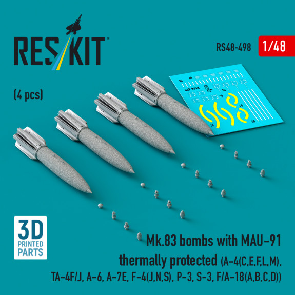 Shop Mk.83 bombs with MAU-91 thermally protected (4 pcs) (3D printed) (1/48) Scale Plastic Models Kits. Accessories and Resin Parts. Reskit online Store